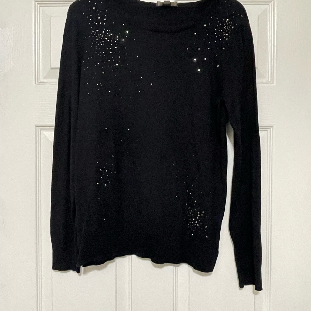LOFT Black Sweater with Shimmer Details